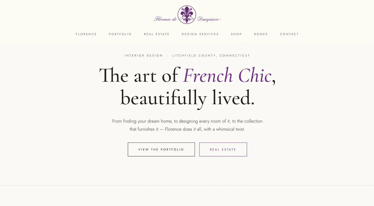 Florence de Dampierre interior design homepage